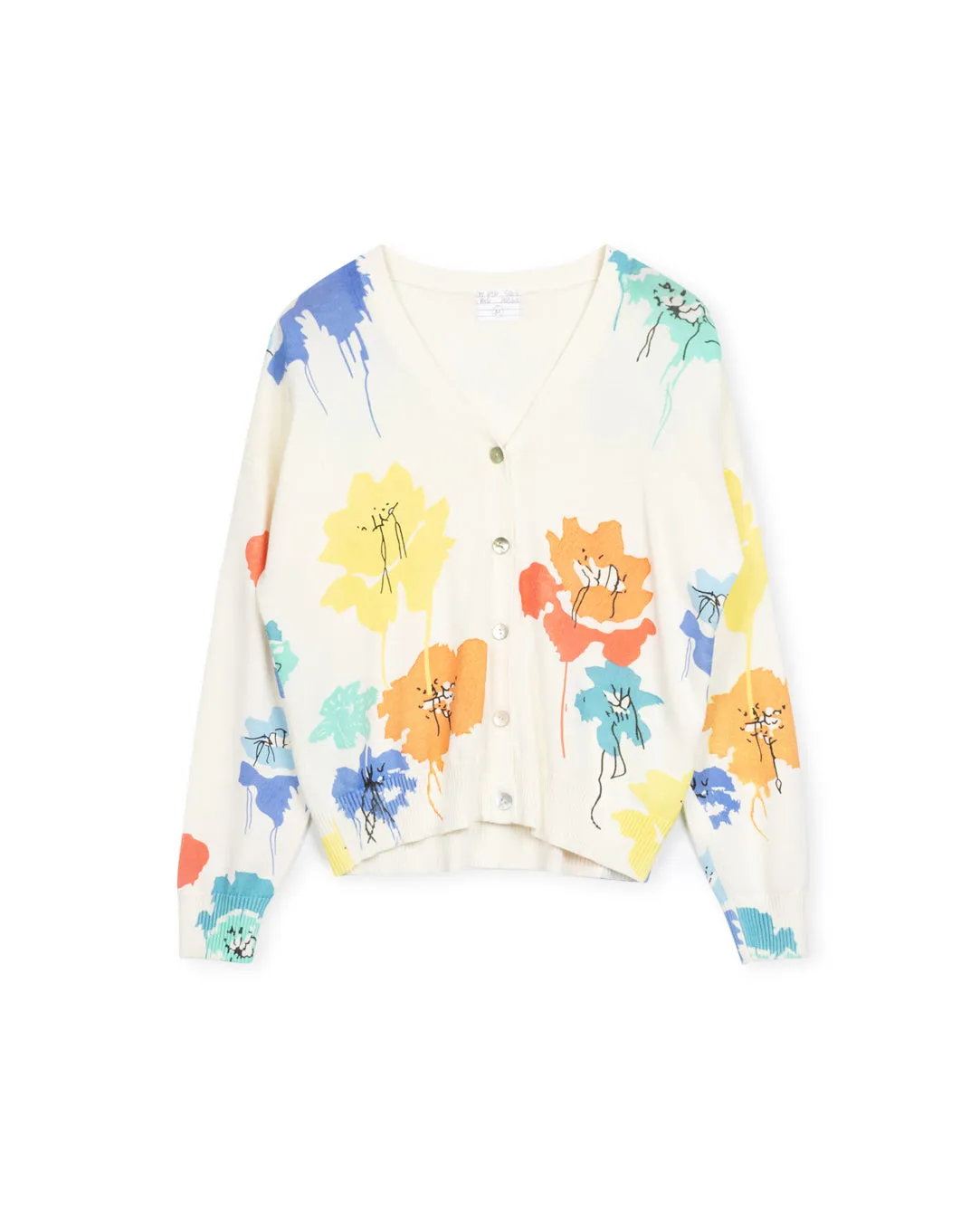 Knit V-Neck Flower Detail Cardigan