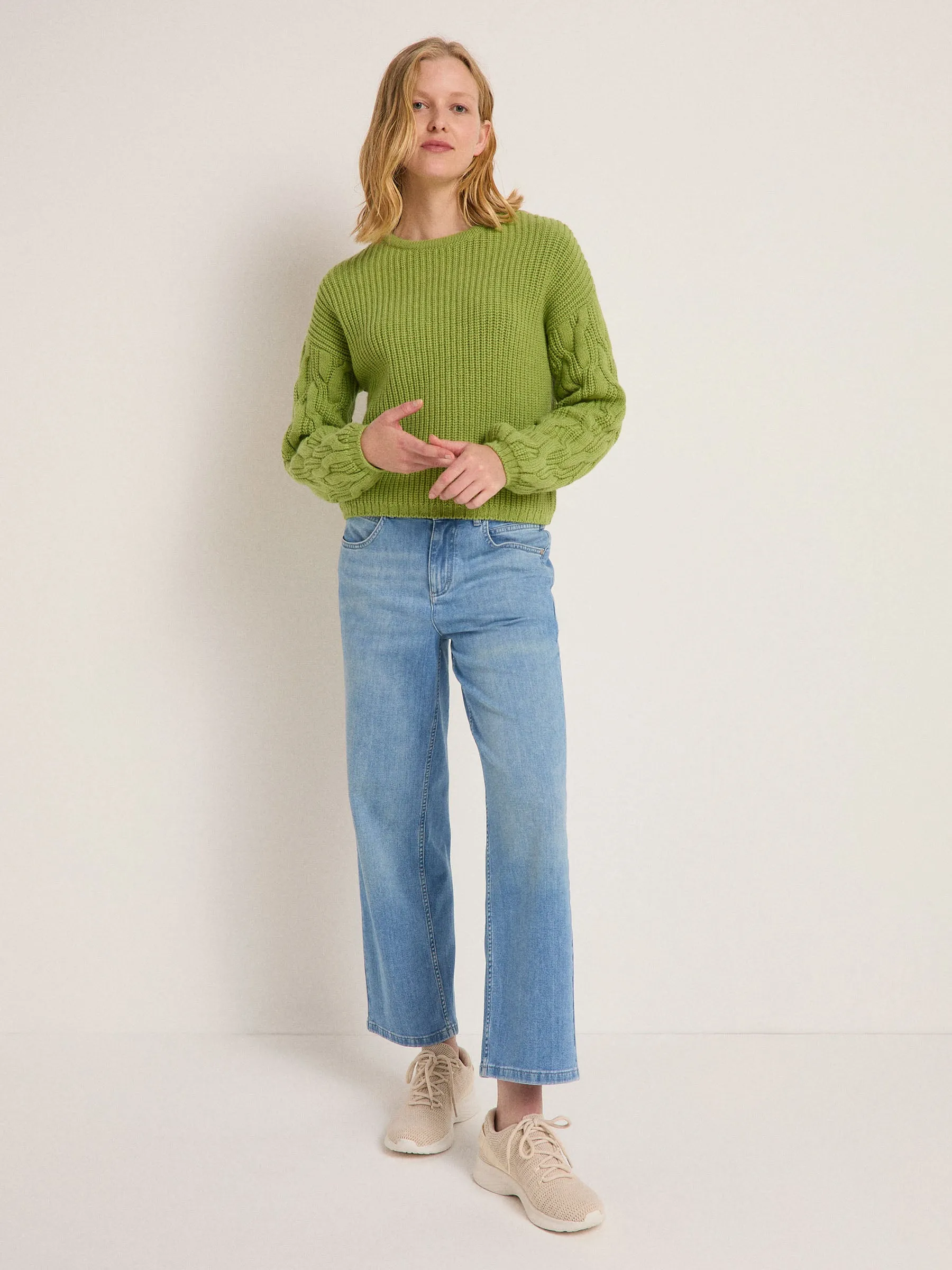 Lanius Pullover mit Zopfmuster GOTS fern