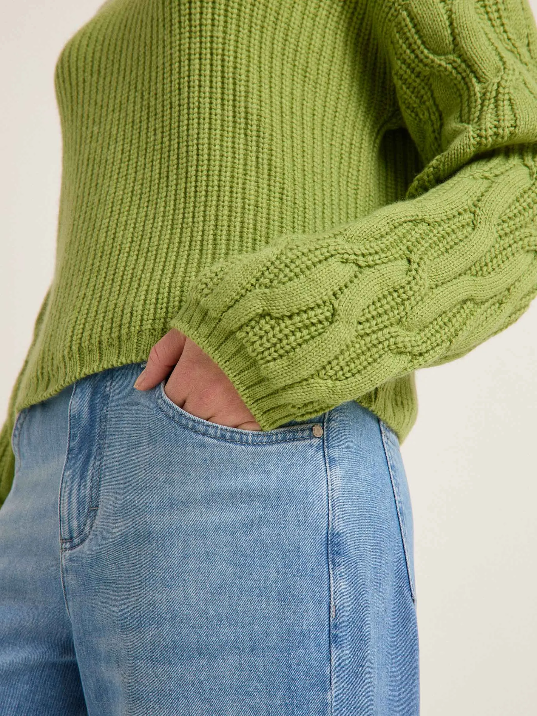 Lanius Pullover mit Zopfmuster GOTS fern