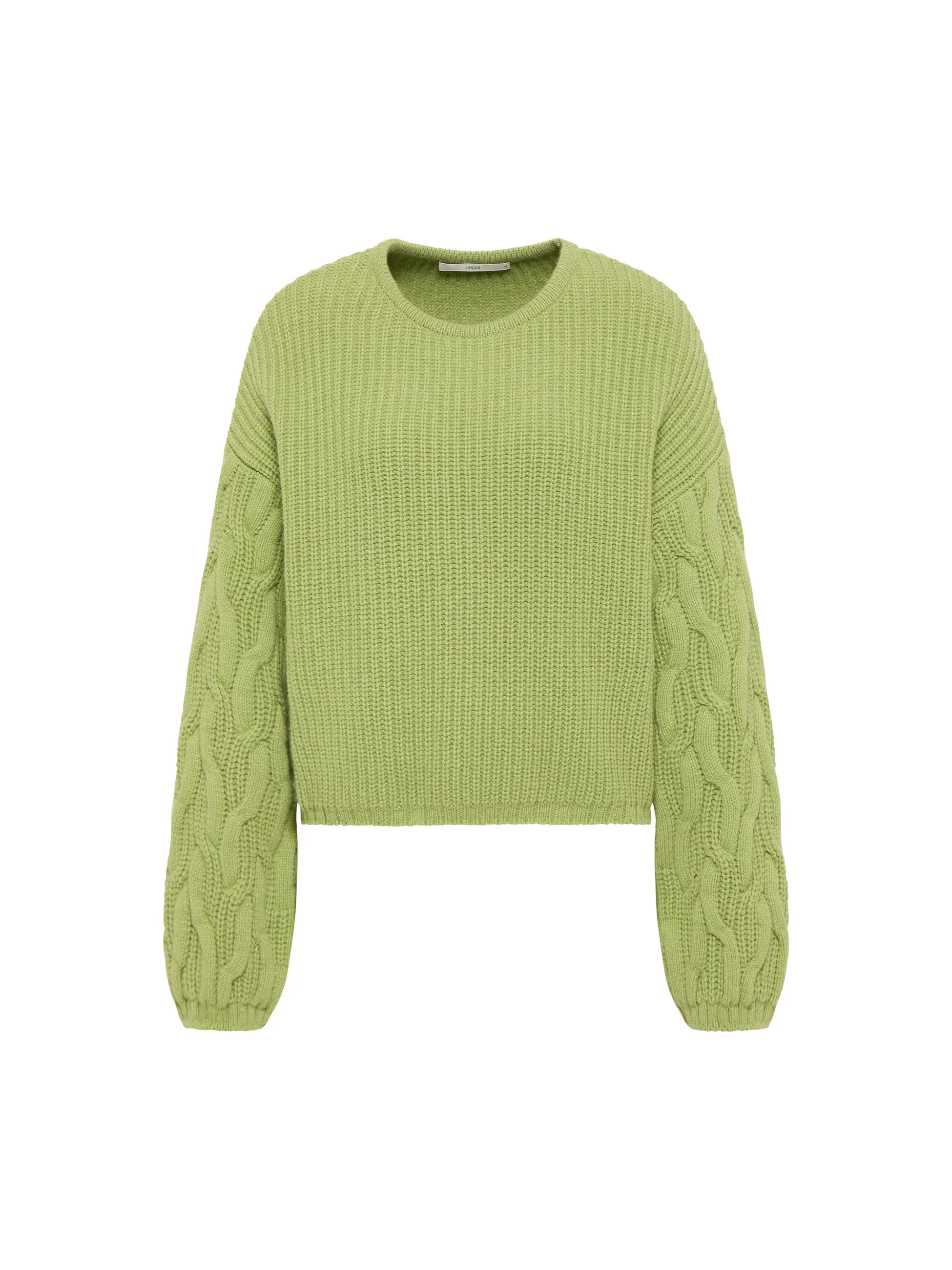 Lanius Pullover mit Zopfmuster GOTS fern