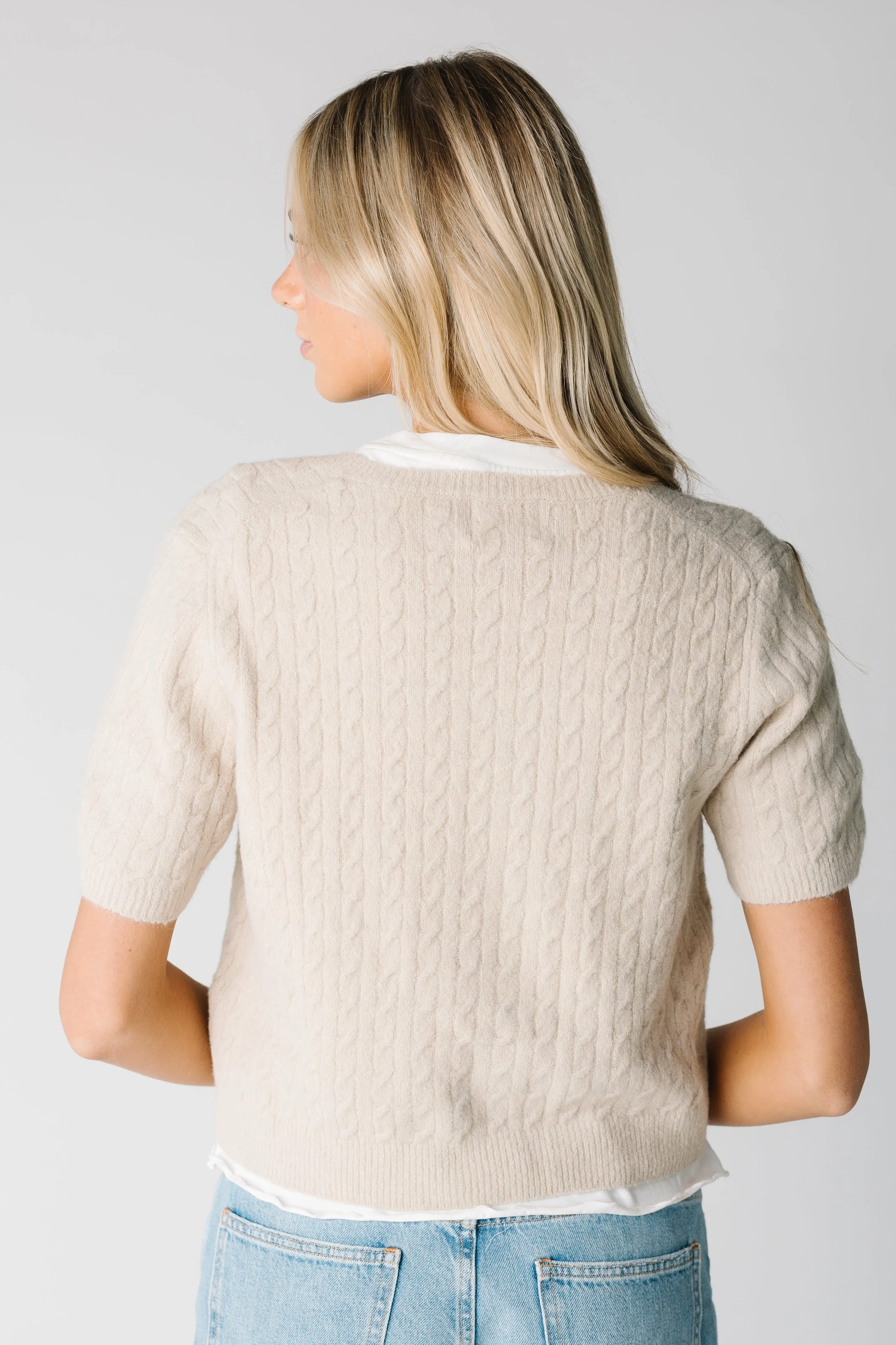 Lucy Cable Knit Short Sleeve Cardigan