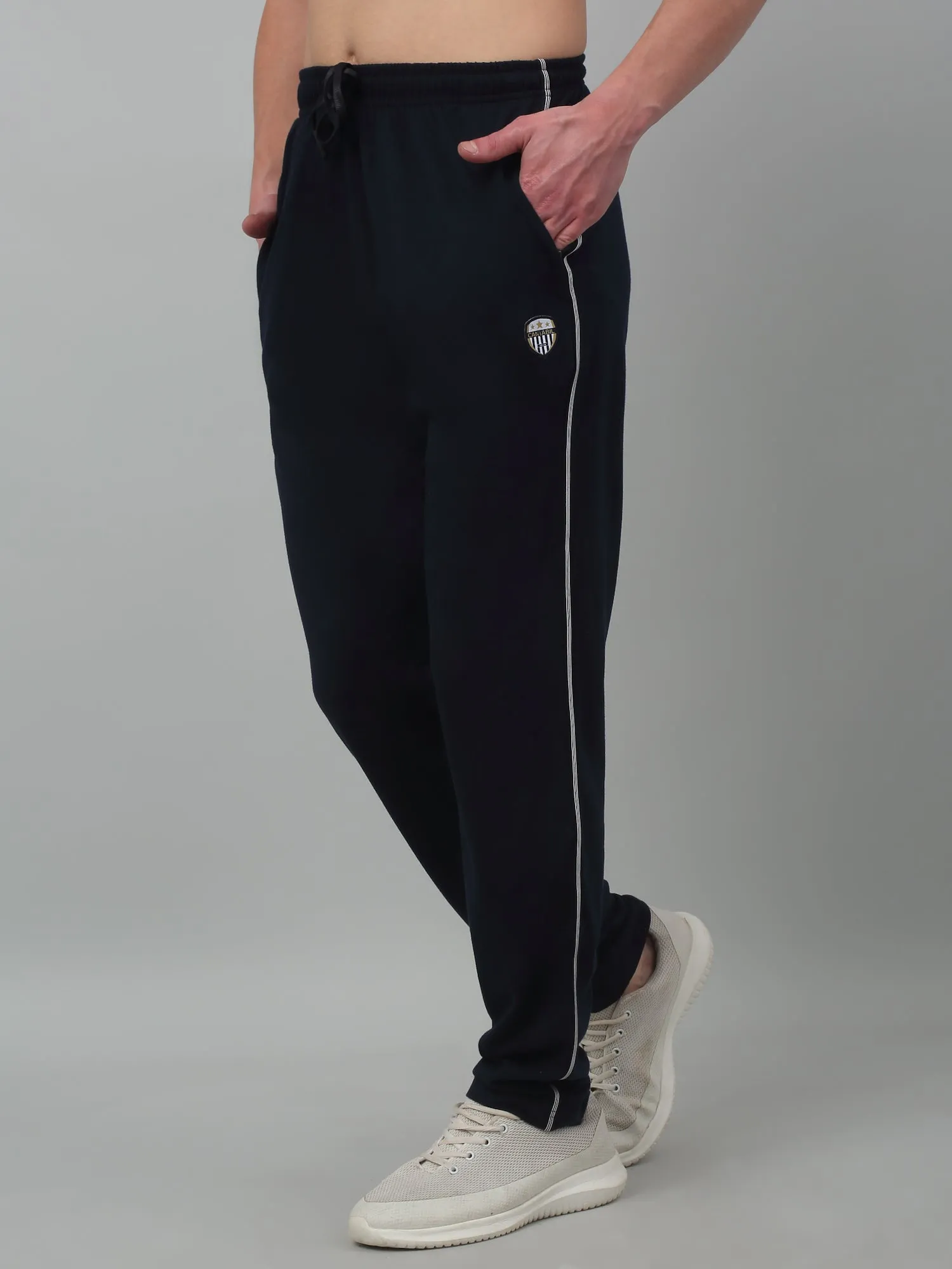 Men's Navy Blue Summer Solid Drawstring Casual Track Pant