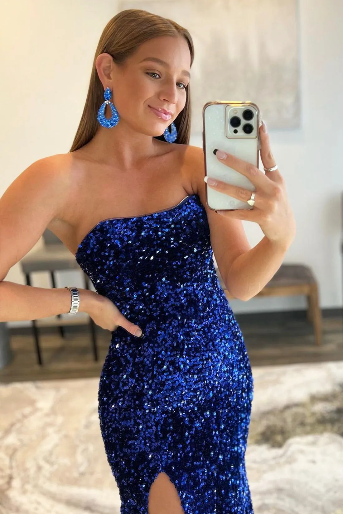 Mermaid Sequins Long Prom Dress, Simple Evening Dress Party Dress