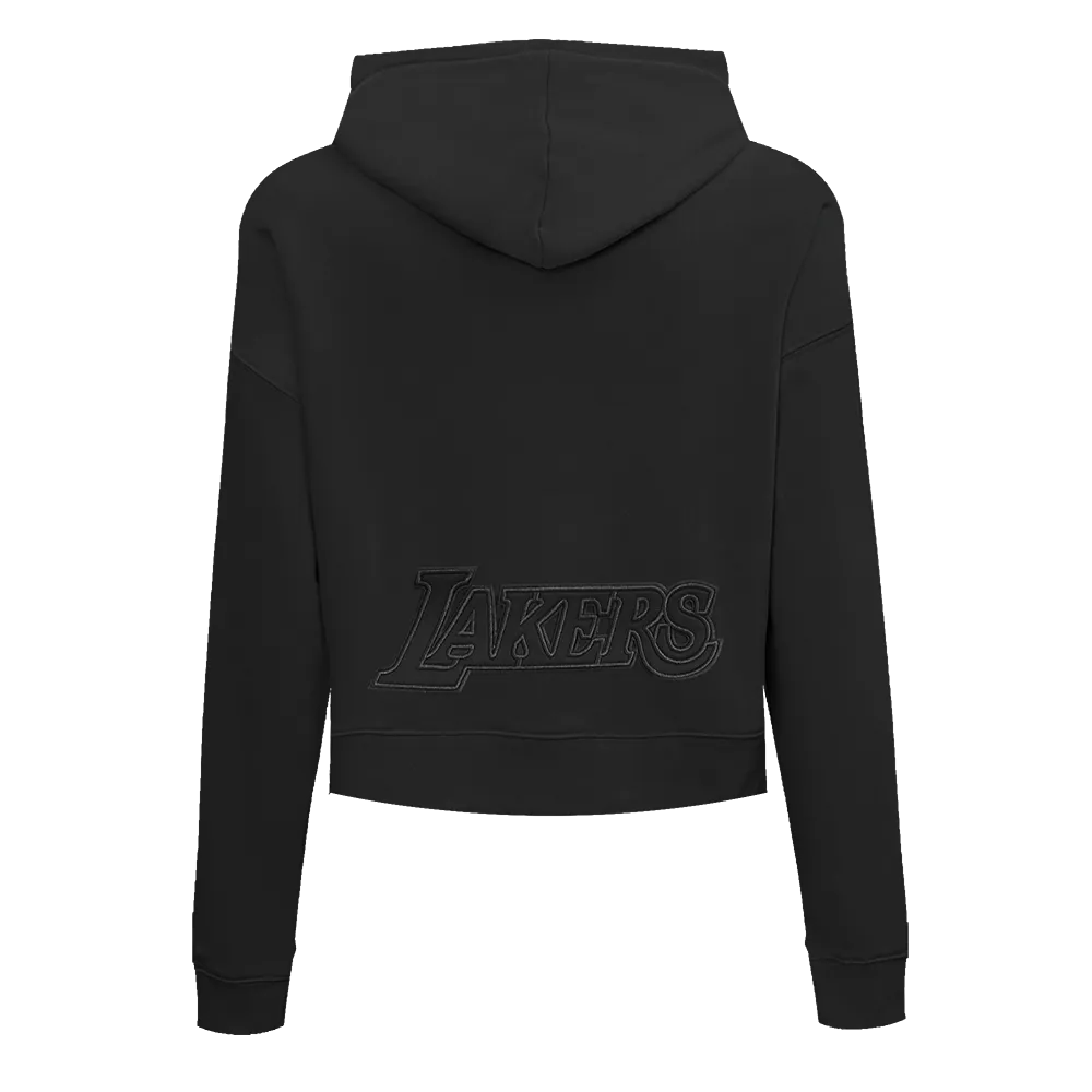 NBA LOS ANGELES LAKERS NEUTRAL WOMEN'S CROPPED PO HOODIE (BLACK)