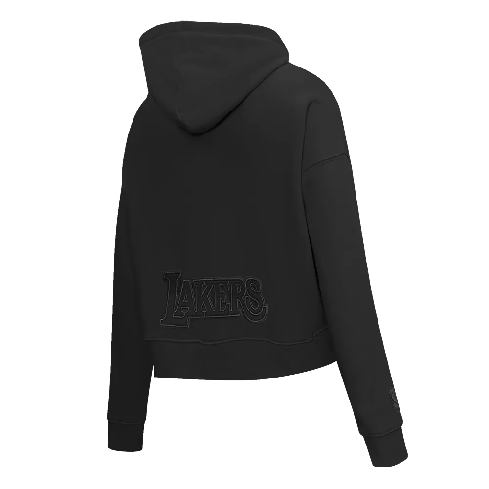 NBA LOS ANGELES LAKERS NEUTRAL WOMEN'S CROPPED PO HOODIE (BLACK)