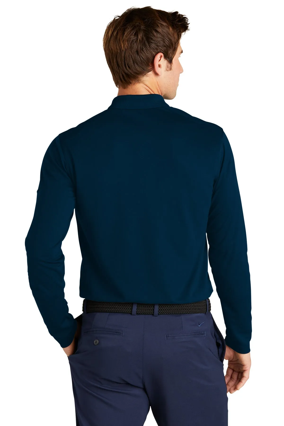 Nike Dri-FIT Micro Pique Long Sleeve Custom Polos, Navy