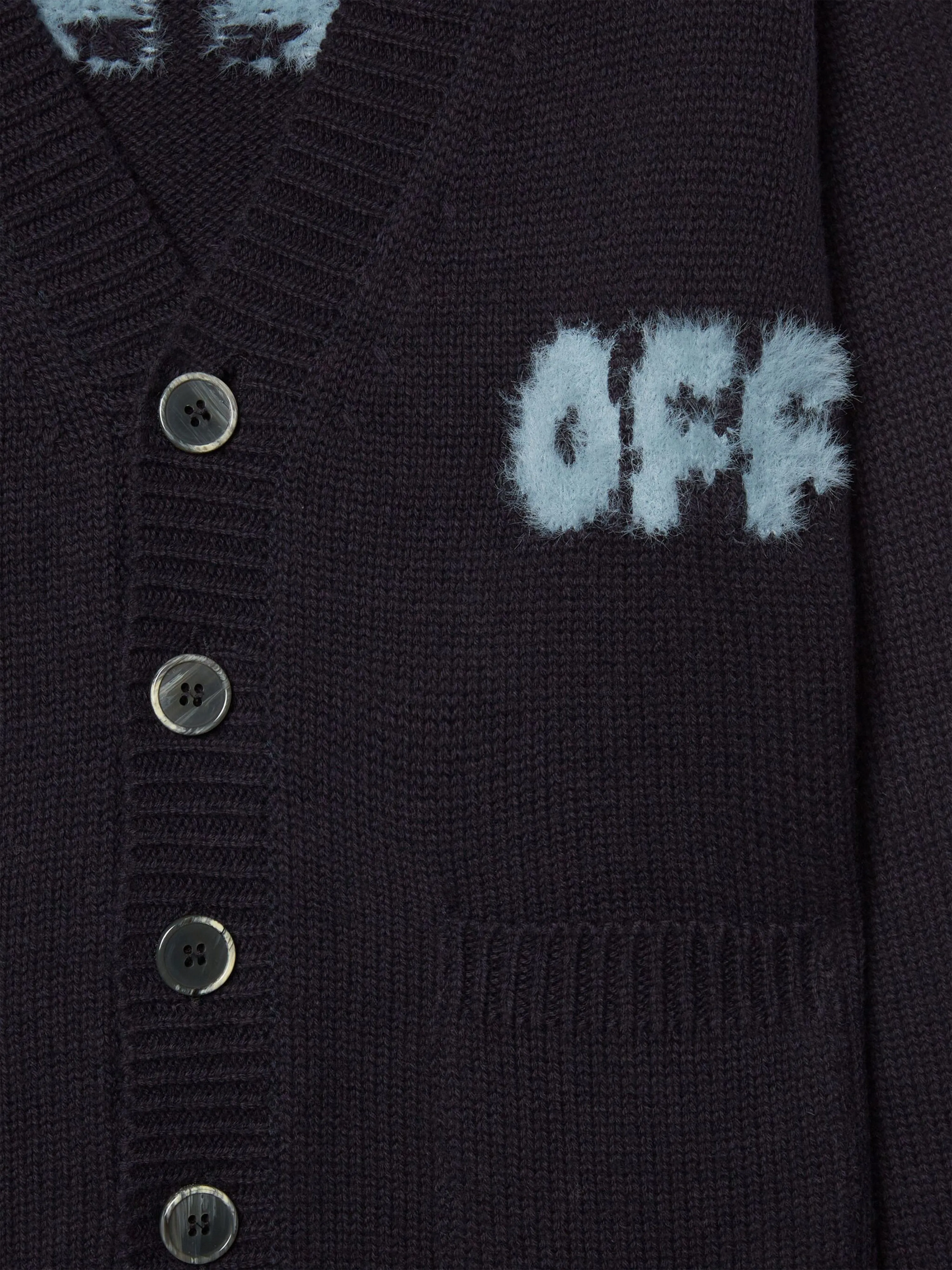 Off-White Kids Arrow Chunky Knit Cardigan in Black