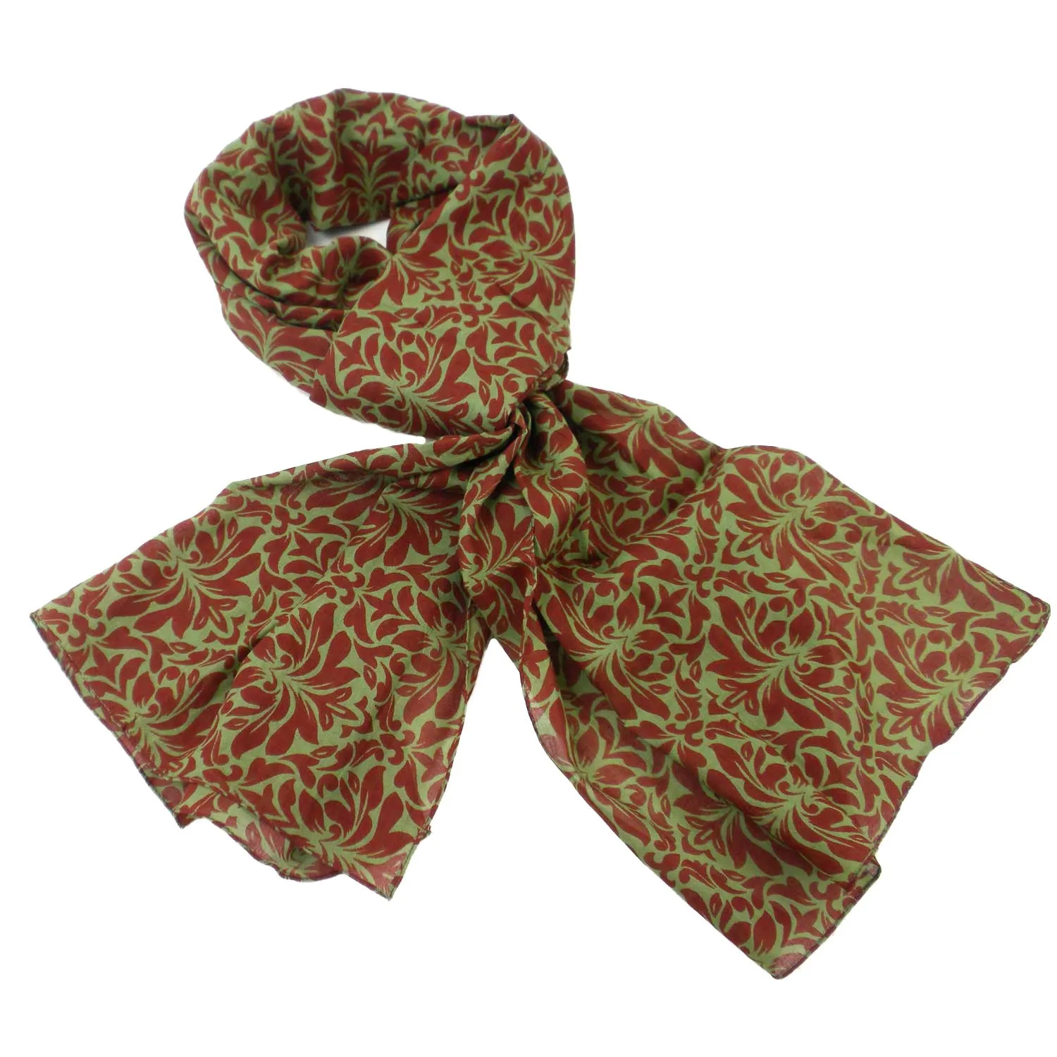 Olive Floral Cotton Scarf Asha Handicrafts