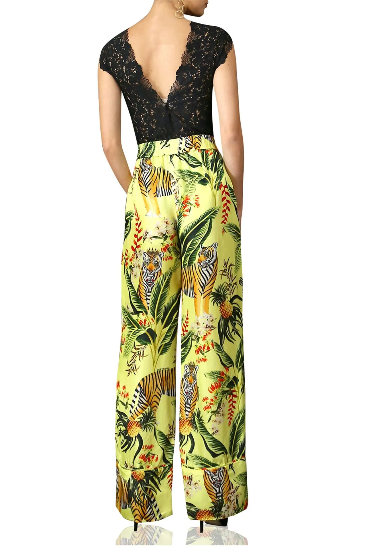 Printed Silk Straight Leg Pants