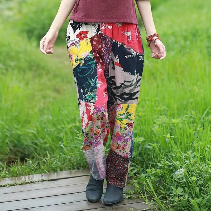 Random Patchwork Floral Hippie Pants