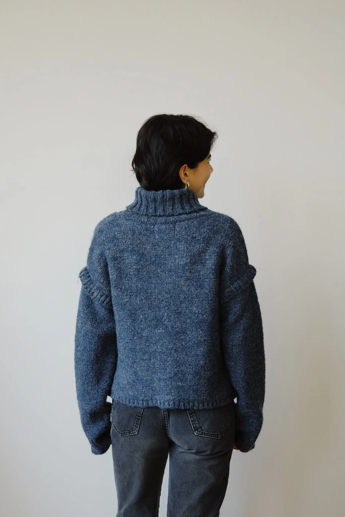 recycled wool jumper - heavy knit - blue melange