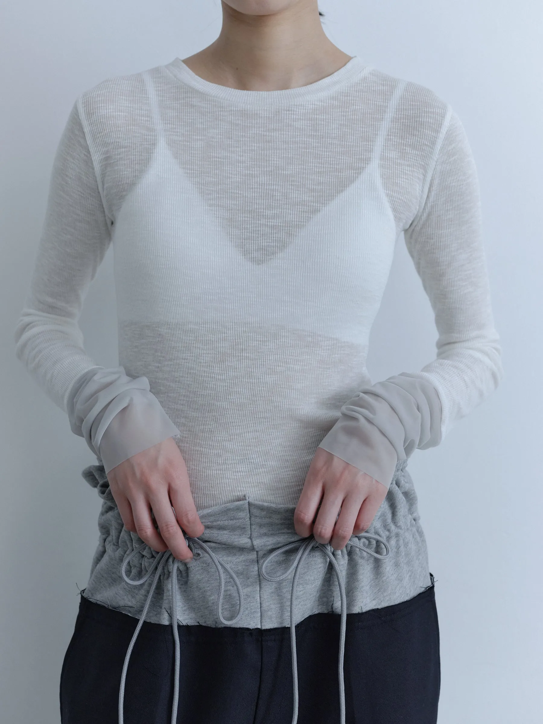 Sheer Cuffs Long Sleeve T