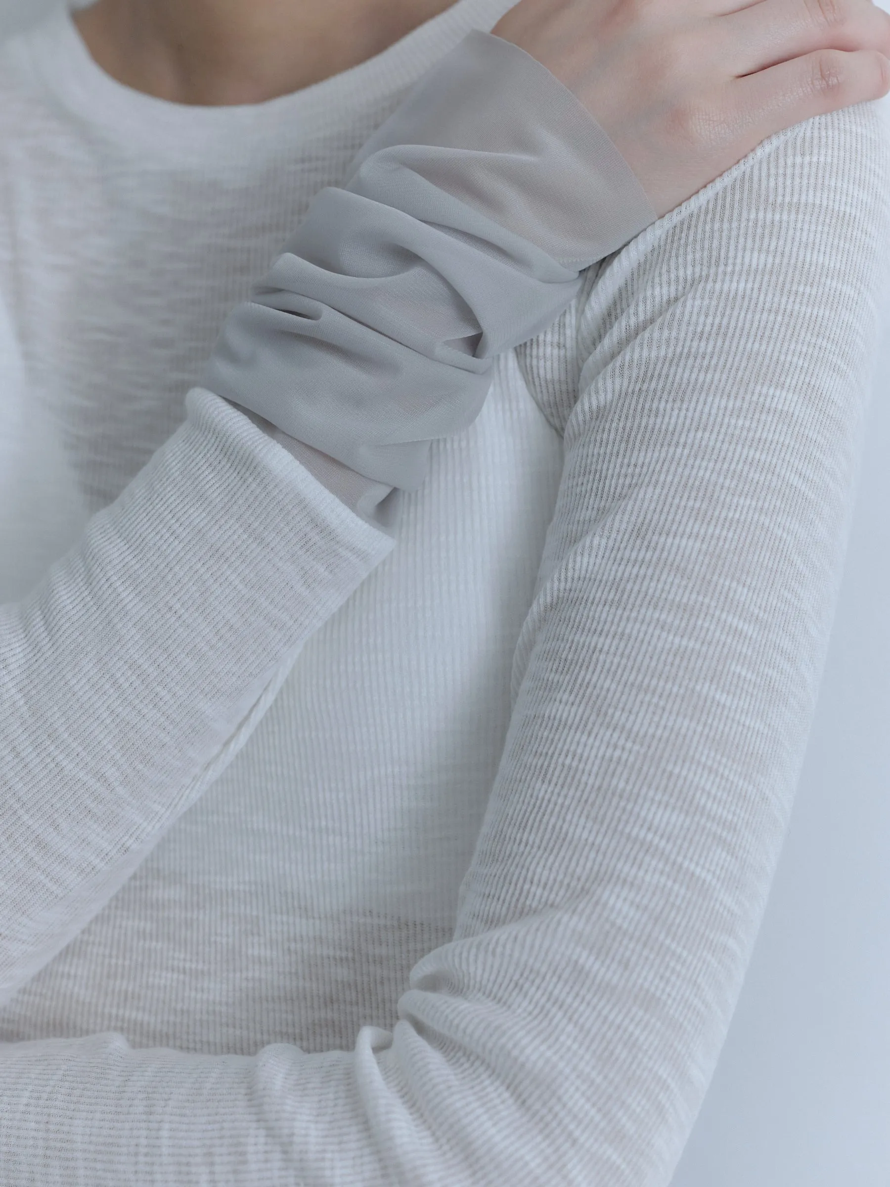 Sheer Cuffs Long Sleeve T