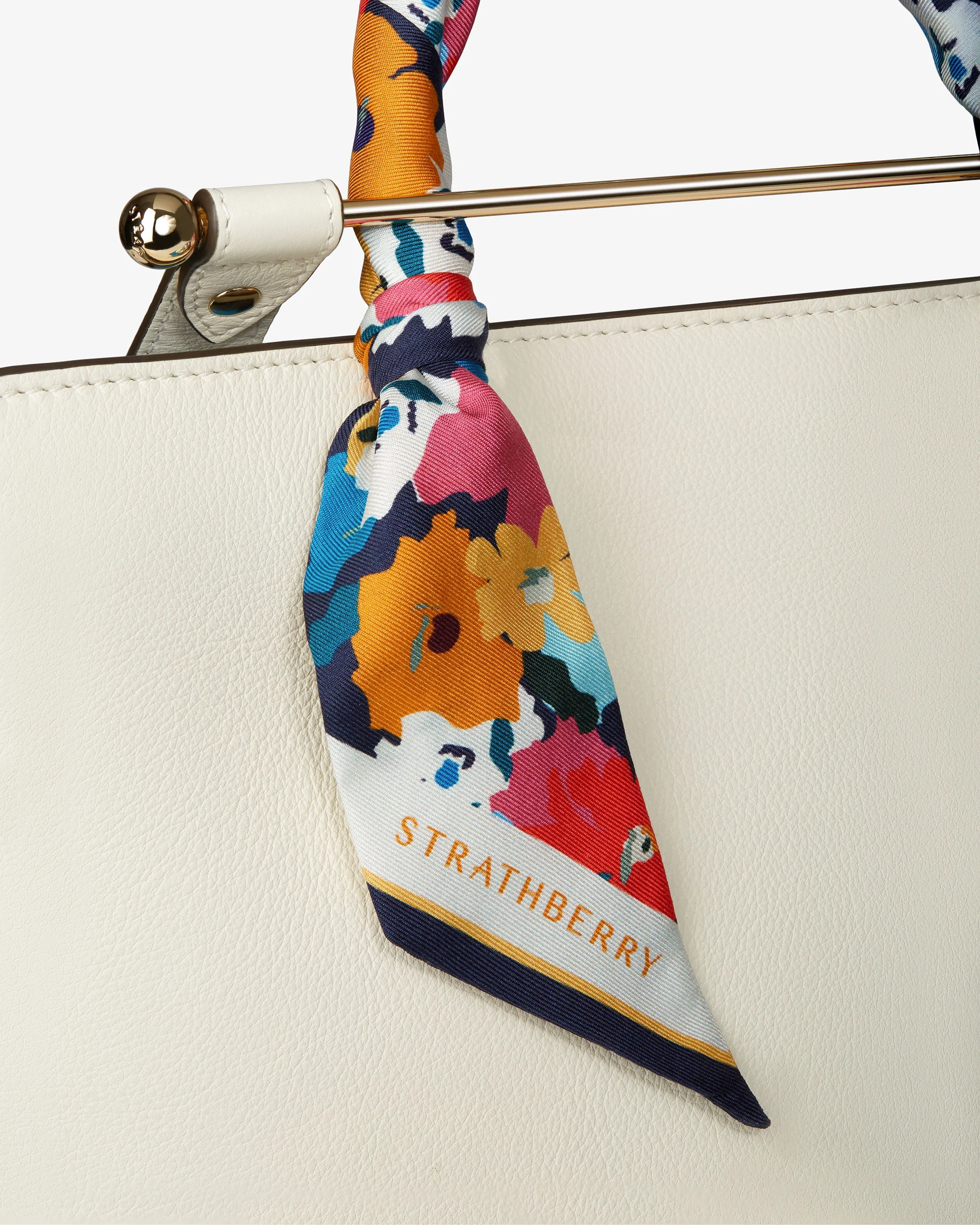 Silk Skinny Scarf - Navy Floral Print