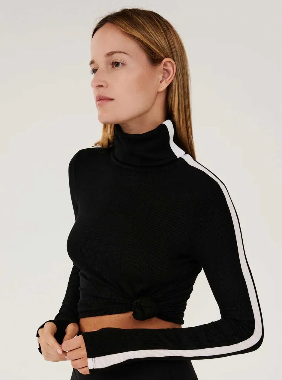 Splits59 Women's Jackson Rib Full Length Turtleneck - Black White