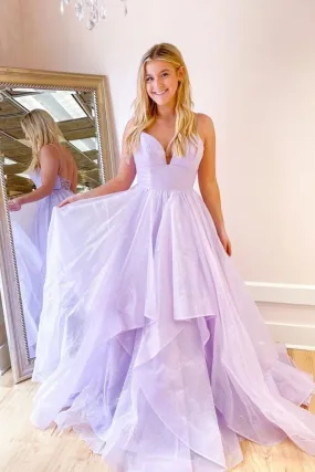 Tiered Skirt Lilac Sparkle Prom Dress