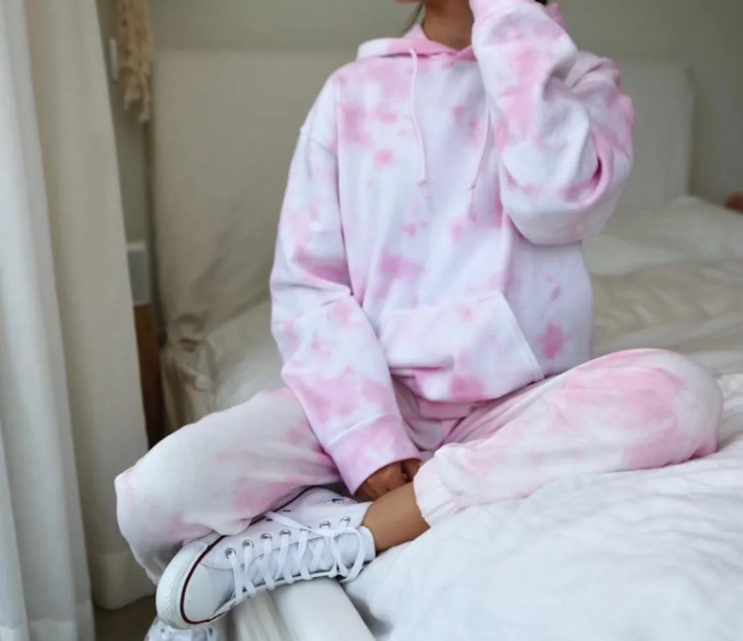 Two-pieces Tie Dye Female Long Pants Elegant Suit Set