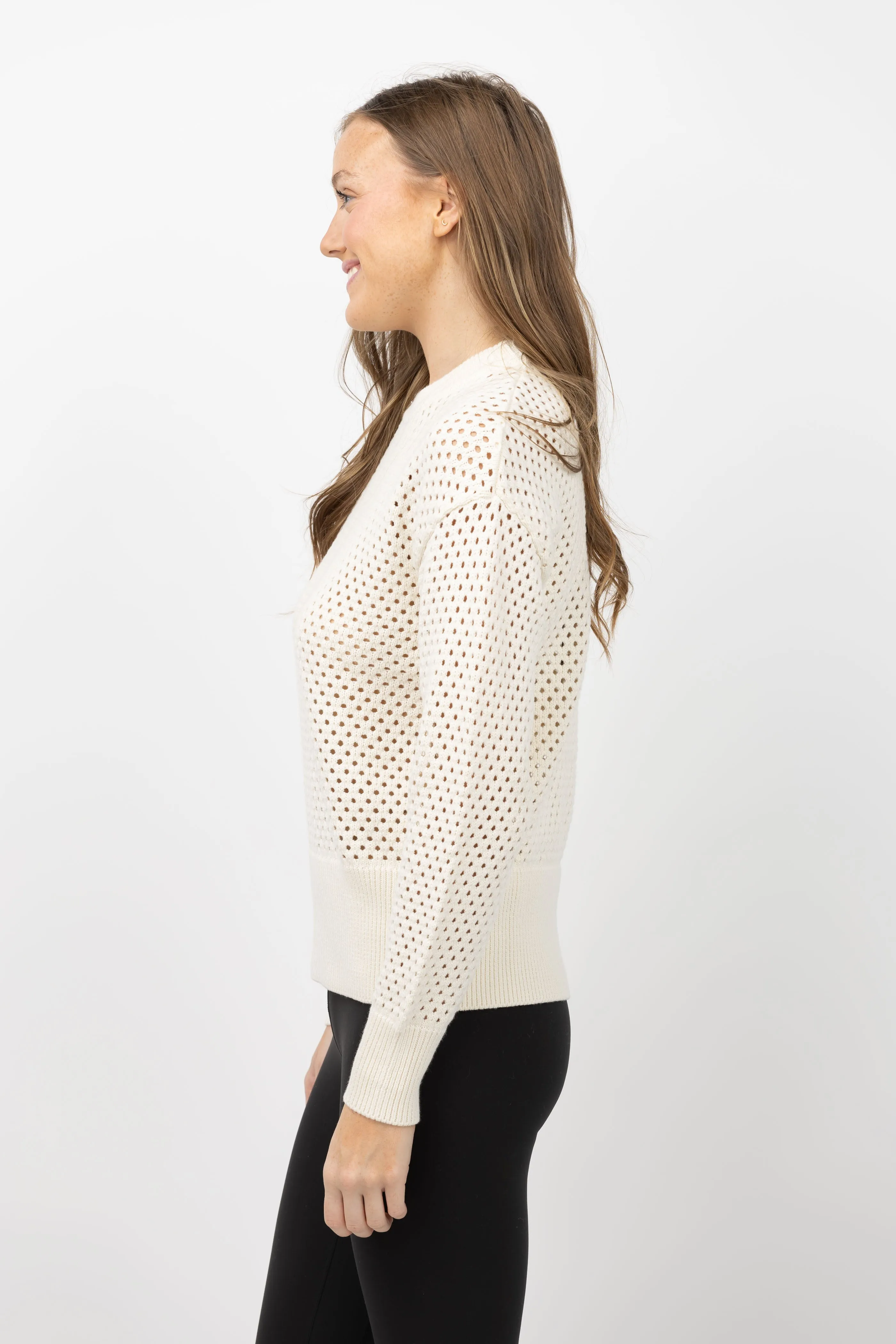 Varley Hester Knit Top in Egret