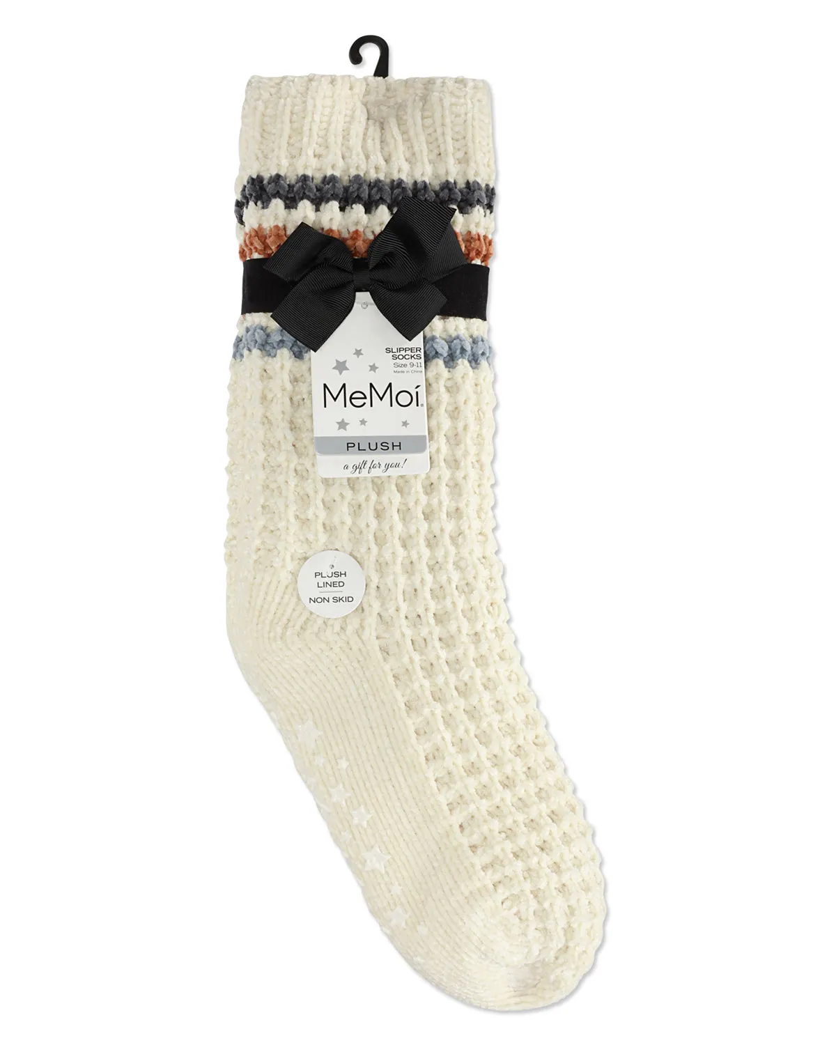 Women's Chunky Stripes Plush-Lined Slipper Crew Sock