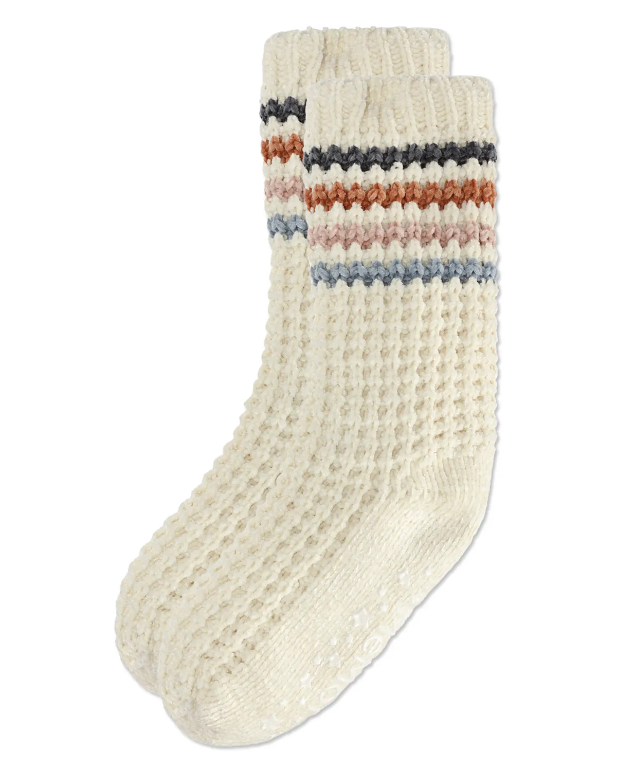 Women's Chunky Stripes Plush-Lined Slipper Crew Sock
