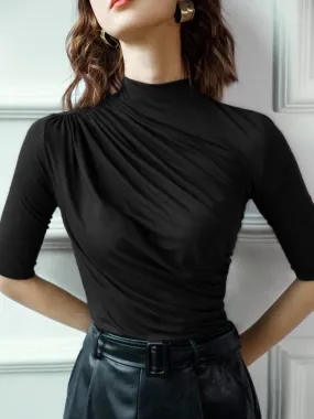 ZANZEA Womens Soft Modal T-shirt Half Sleeve Turtleneck Women's Top Spring & Autumn Causal Lady Clothings Solid color basic shirt L S4795213