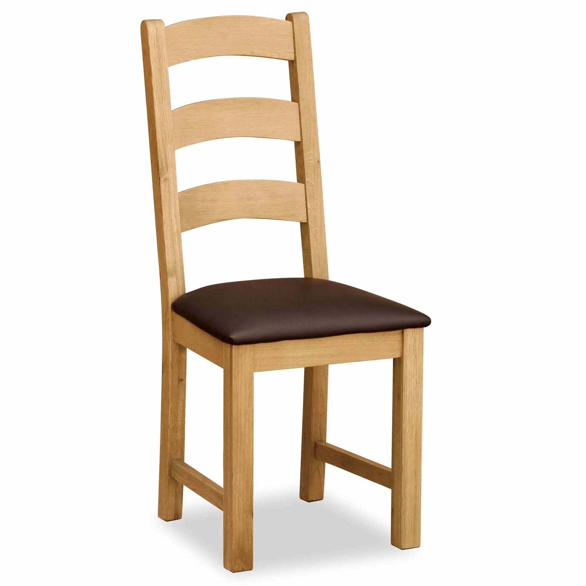 Zelah Oak Slatted Faux Leather Chair